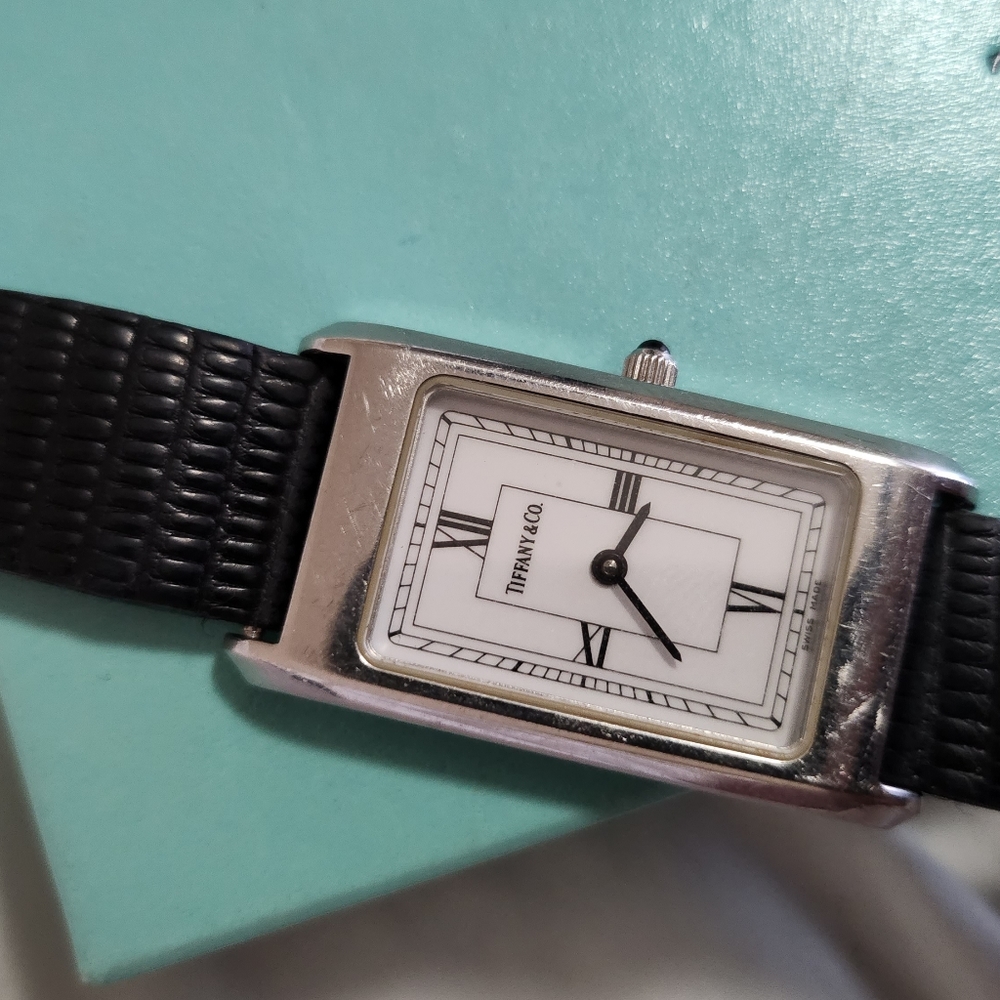 Vintage Tiffany & Co. Portfolio Lizard Embossed Leather Wristwatch